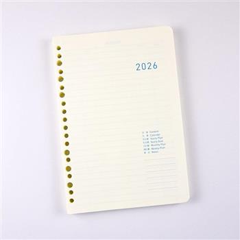 2026年25K橫式週誌內頁(20孔6孔通用)