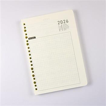 2026年25K方格週誌內頁(20孔6孔通用)