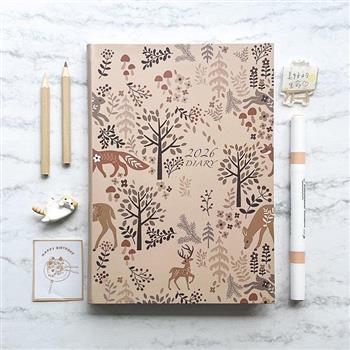 2026年校園經典卡紙精裝25K橫式週誌-森林迷鹿