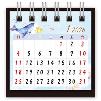 (特價)2026年超值迷你桌曆-鯨魚