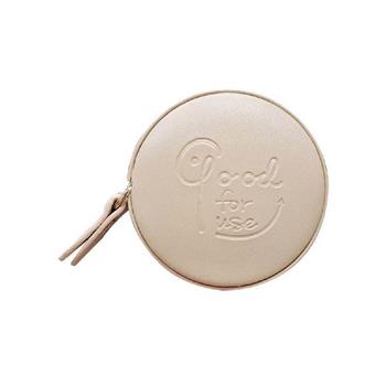 (特價)簡單生活圓形皮革捲尺(杏)