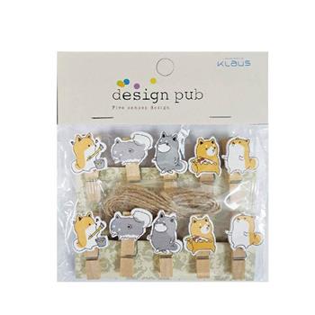 (特價)簡單生活 10入造型小木夾含麻繩(阿柴)