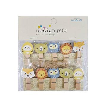 (特價)簡單生活 10入造型小木夾含麻繩(森林夥伴)