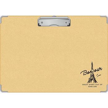 A4牛皮燙金橫板夾-鐵塔