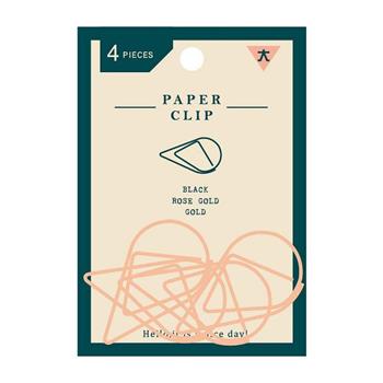 (特價) 簡單生活大水滴型迴紋針4入(玫瑰金)