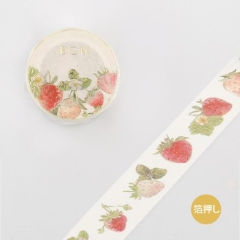 【BGM】和紙膠帶金箔寬版Life系列－草莓和松樹漿果【金石堂、博客來熱銷】