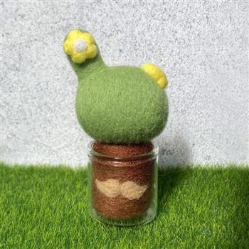 羊毛氈材料包套組：黃小町仙人掌多肉小盆栽(內含完整影音教學)