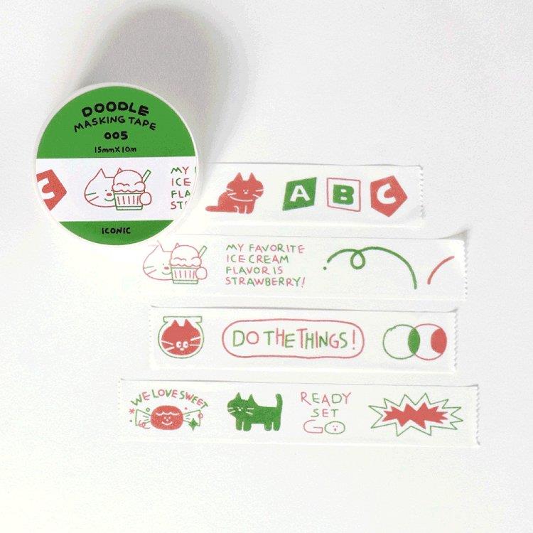 ICONIC 紙膠帶 Doodle masking tape 005 ABC