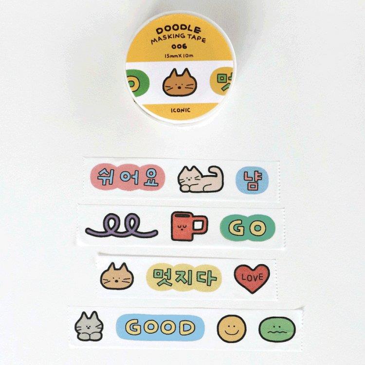 ICONIC 紙膠帶 Doodle masking tape 006 Amazing
