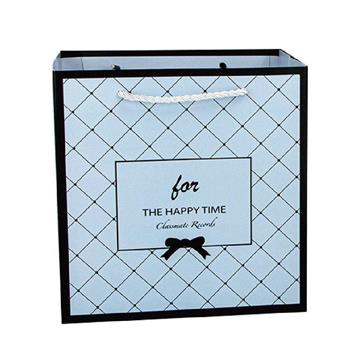 簡單生活-寬底大禮物提袋(格紋藍)