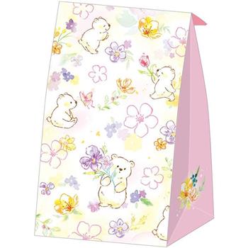 牛皮立體袋(中)-白熊粉