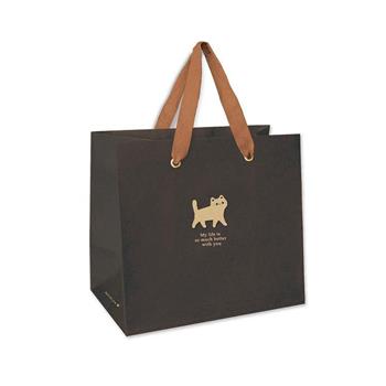貓咪 寬底紙袋 中 黑