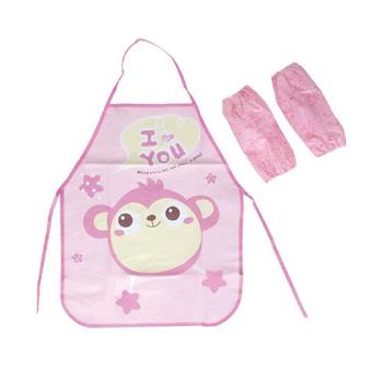 (特價)簡單生活-兒童圍裙(粉紅小猴)