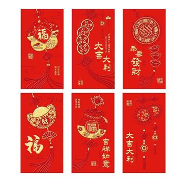 節慶系列-燙金紅包袋6入(福星高照)
