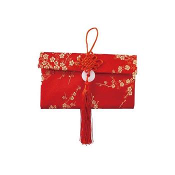 節慶系列-橫式流蘇布紅包袋(福)