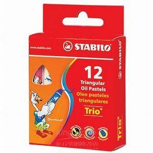 【STABILO】德國天鵝牌trio系列3歲後兒童用油性粉蠟筆組12支裝（1盒12色）紙盒包裝