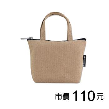 帆布手提零錢包-淺咖