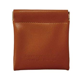 簡單生活-9x9cm皮革彈片收納袋(棕色)