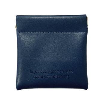 簡單生活-9x9cm皮革彈片收納袋( 深藍 )
