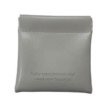 簡單生活-9x9cm皮革彈片收納袋(灰色)