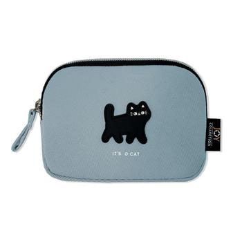 貓咪 滴柱大方零錢包 藍