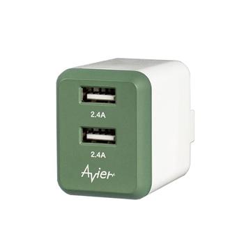 【Avier】4.8A USB電源供應器－軍綠【金石堂、博客來熱銷】