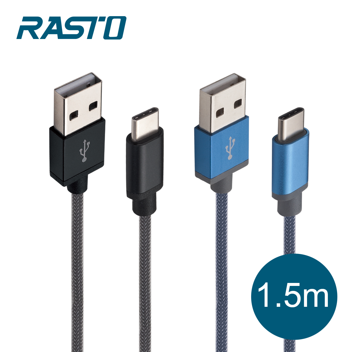 RASTO RX6 Type C 鋁合金充電傳輸線1.5M－黑