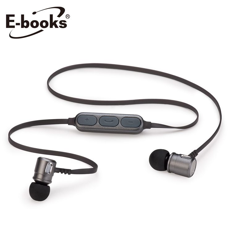 E－books S82 藍牙4.2鋁製磁吸入耳式耳機－鐵灰