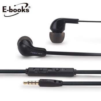 E-books S76 經典款音控接聽入耳式耳機-黑【金石堂、博客來熱銷】