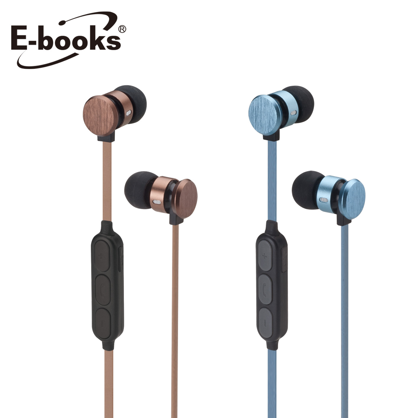 E－books S89 藍牙4.2高音質鋁製磁吸入耳式耳機－藍