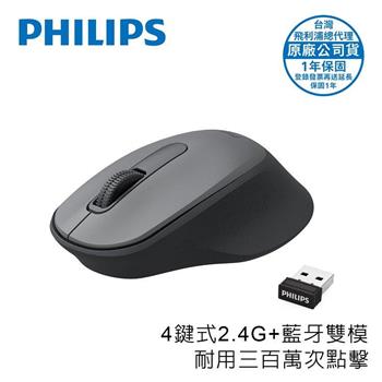 PHILIPS 3鍵式2.4G+BT雙模無線1600DPI滑鼠-SPK7448GY