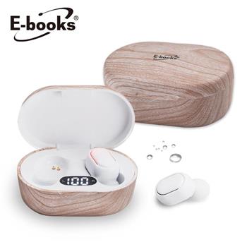 E-books SS32 電量顯示木紋工藝真無線藍牙5.1耳機【金石堂、博客來熱銷】