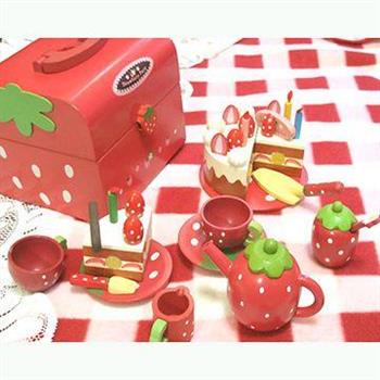 草莓蛋糕點心木製玩具家家酒手提組（木製蛋糕茶壺）【金石堂、博客來熱銷】