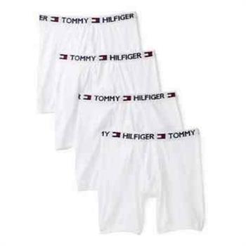 【Tommy Hilfiger】男時尚LOGO款白色四角修飾內著4件組【金石堂、博客來熱銷】