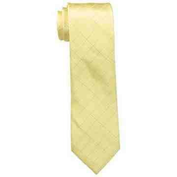 【Calvin Klein】男時尚Etched黃色窗玻璃圖案真絲領帶