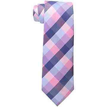 【Tommy Hilfiger】男時尚粉紫寶藍斜格紋領帶