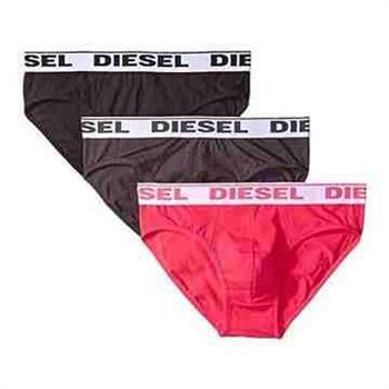 【Diesel】男舒適透氣彈力棉碳黑紅三角內著3件組【金石堂、博客來熱銷】