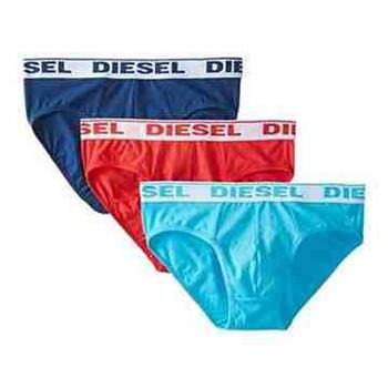 【Diesel】男舒適透氣彈力棉雙藍紅三角內著3件組【金石堂、博客來熱銷】