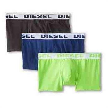 【Diesel】男舒適透氣彈力棉黑藍綠四角內著3件組【金石堂、博客來熱銷】