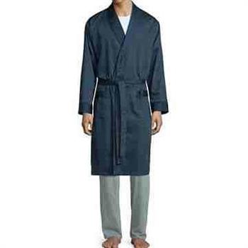 Stafford 2016男時尚Neat深藍色紋抗皺棉緞睡袍【金石堂、博客來熱銷】
