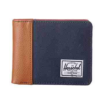 【Herschel】2016男時尚塗層棉織寶藍棕色皮夾
