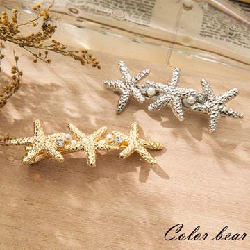 【卡樂熊】人魚公主珍珠海星金屬髮夾－銀色