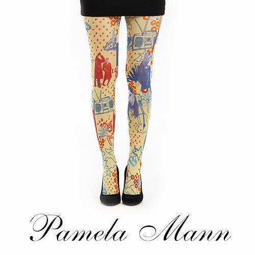英國進口義大利製【Pamela Mann】音響搖滾印花彈性褲襪
