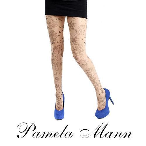 英國進口義大利製【Pamela Mann】刺青效果圖紋印花彈性褲襪
