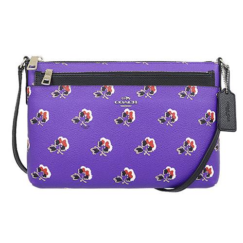 COACH 時尚印花PVC皮革斜背包－紫色 （現貨+預購）