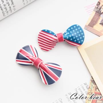 【卡樂熊】美系國旗造型蝶結髮夾2入－英國/美國