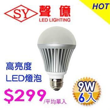 SY 聲億科技 E27 LED 燈泡 9W 白光（6入）【金石堂、博客來熱銷】