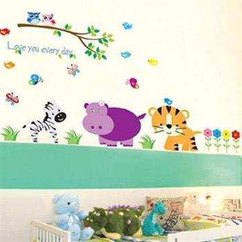 Christine創意組合DIY壁貼/牆貼/兒童教室佈置 動物三劍客（可重複貼）【金石堂、博客來熱銷】