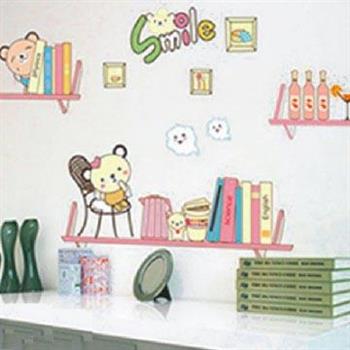 Christine創意組合DIY壁貼/牆貼/兒童教室佈置 小熊書架（可重複貼）【金石堂、博客來熱銷】