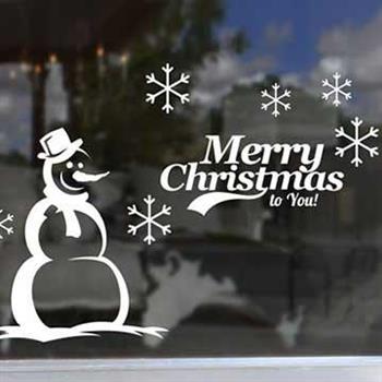 Christine耶誕節慶佈置/牆貼/玻璃貼/ MA001 雪花雪人 （白色）【金石堂、博客來熱銷】